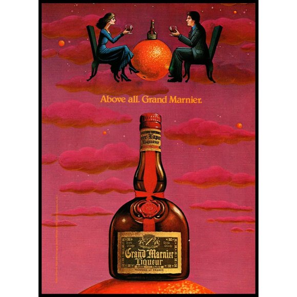 1983 Grand Marnier Liqueur Vintage print Ad Couple Dinner Date Orange Wall Art - Picture 1 of 1